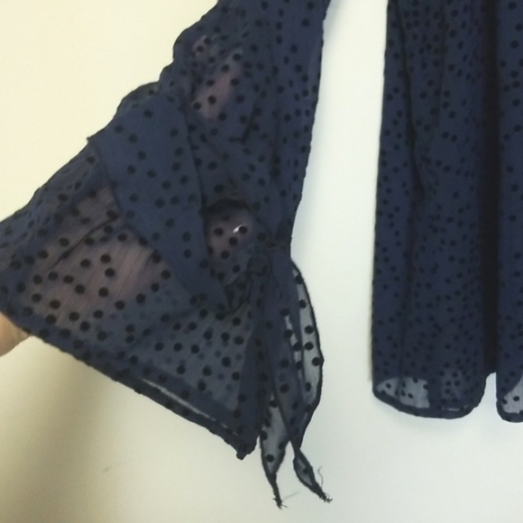 Zara Swiss Dot Navy Blouse - Picture 5 of 10